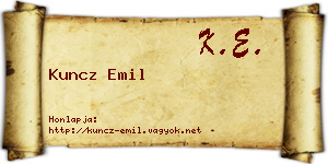 Kuncz Emil névjegykártya
