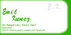 emil kuncz business card